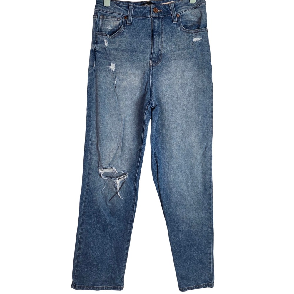 BCBGeneration Skater Straight Jeans Womens 7/28 Distressed Blue Y2K